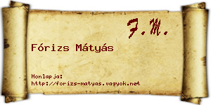 Fórizs Mátyás névjegykártya